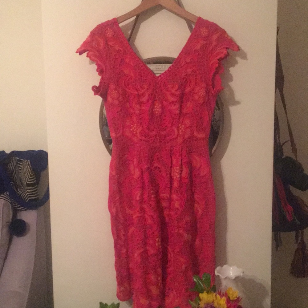 Anthropologie size 0 Baraschi Hot pink lace dress